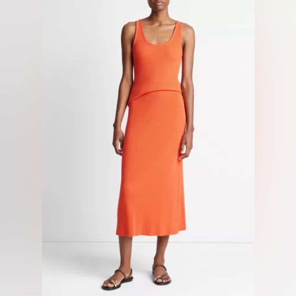 Vince Ribbed Cotton Blend Skirt